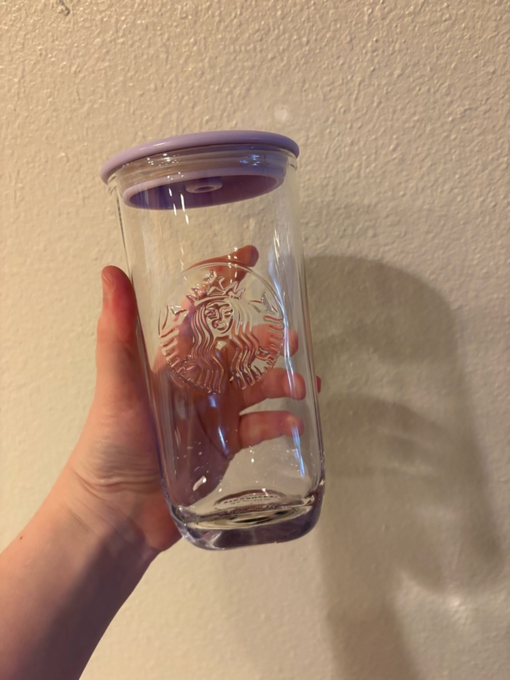 Starbucks Recycled Glass Triangle Bottom Cold Cup Tumbler, 16 Oz,Light purple